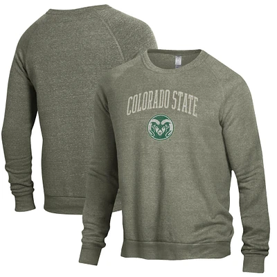 Men's Alternative Apparel Heathered Green Colorado State Rams The Champ Raglan Pullover Sweatshirt