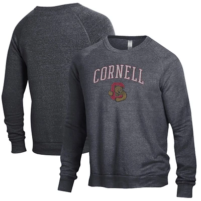 Men's Alternative Apparel Heathered Black Cornell Big Red The Champ Raglan Pullover Sweatshirt