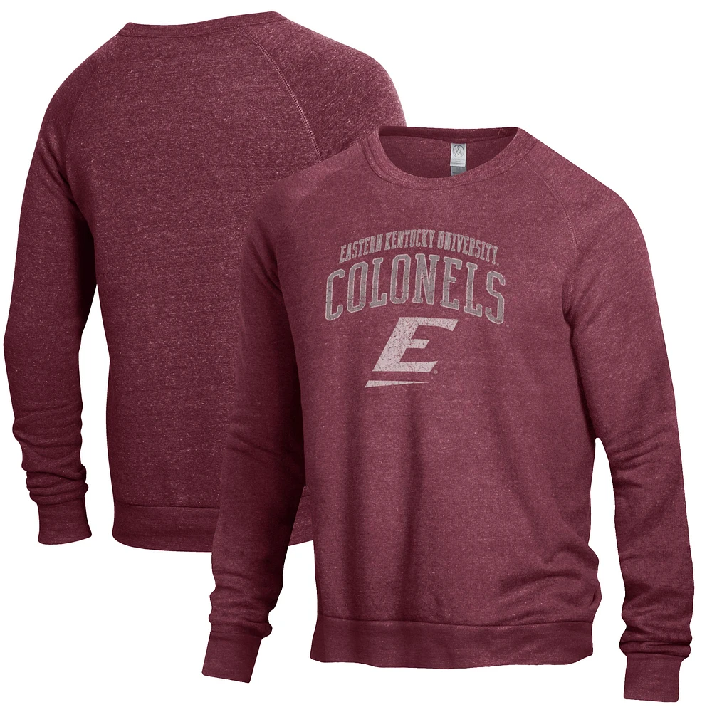 Men's Alternative Apparel Heathered Maroon Eastern Kentucky Colonels The Champ Raglan Pullover Sweatshirt