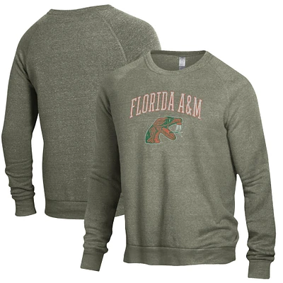 Men's Alternative Apparel Heathered Green Florida A&M Rattlers The Champ Raglan Pullover Sweatshirt