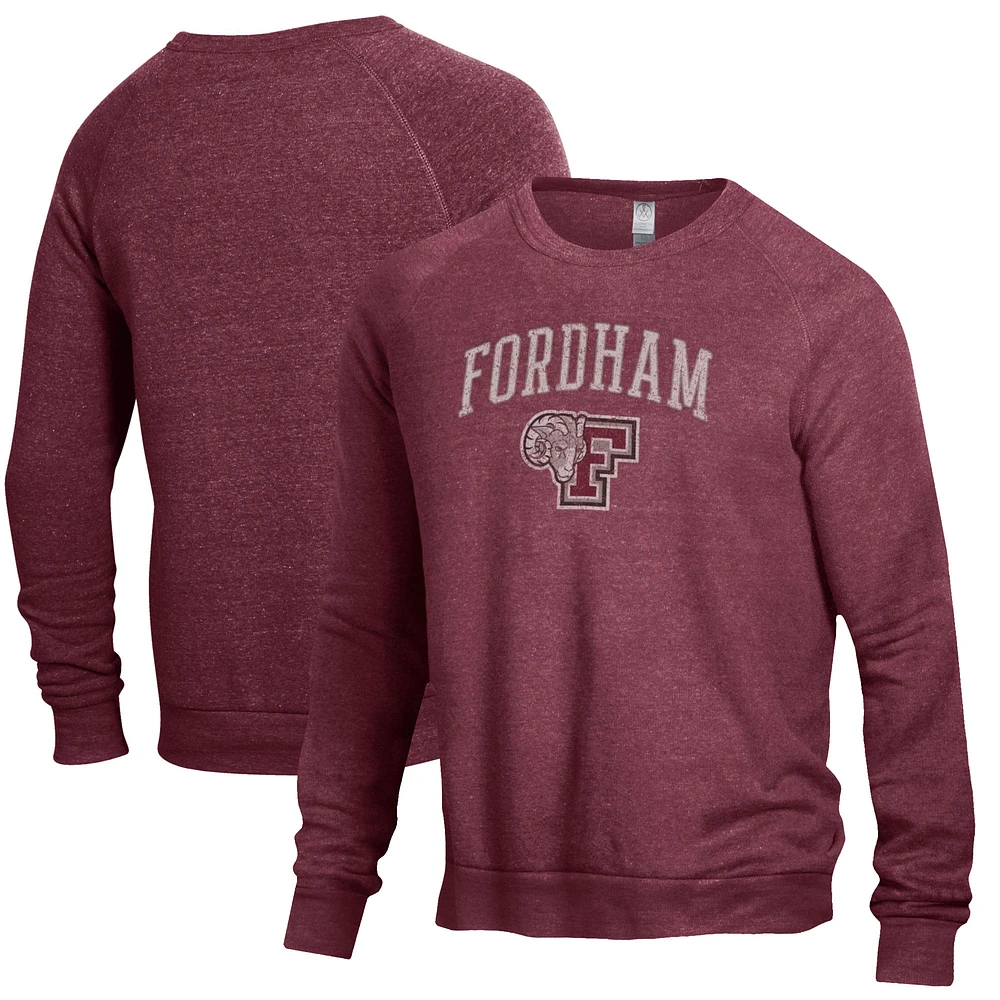 Men's Alternative Apparel Heathered Maroon Fordham Rams The Champ Raglan Pullover Sweatshirt