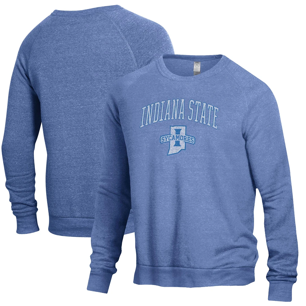 Men's Alternative Apparel Heathered Royal Indiana State Sycamores The Champ Raglan Pullover Sweatshirt
