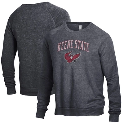 Men's Alternative Apparel Heathered Black Keene State Owls The Champ Raglan Pullover Sweatshirt