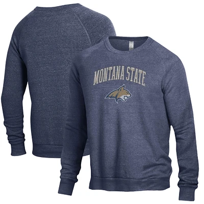 Men's Alternative Apparel Heathered Navy Montana State Bobcats The Champ Raglan Pullover Sweatshirt