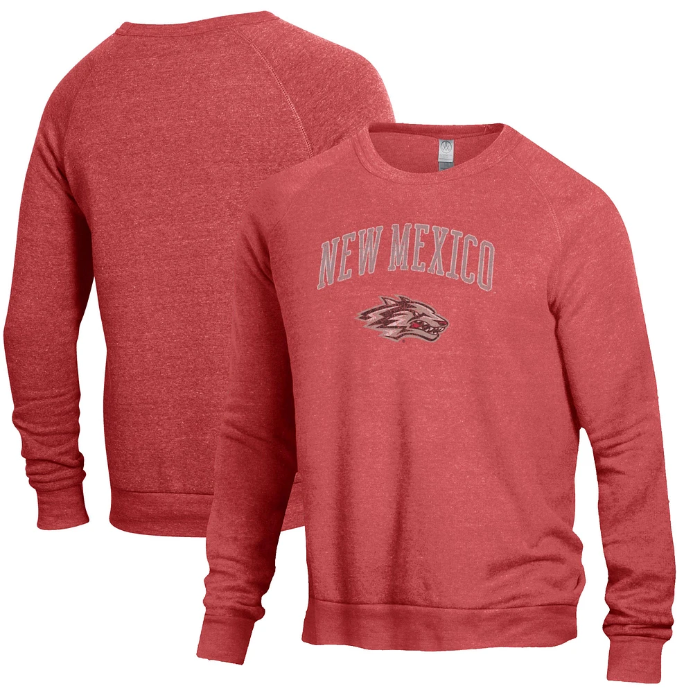 Men's Alternative Apparel Heathered Cherry New Mexico Lobos The Champ Raglan Pullover Sweatshirt
