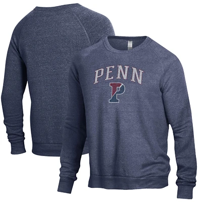Men's Alternative Apparel Heathered Navy Pennsylvania Quakers The Champ Raglan Pullover Sweatshirt
