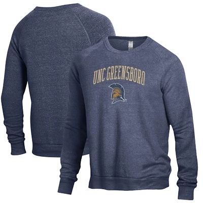 Men's Alternative Apparel Heathered Navy UNCG Spartans The Champ Raglan Pullover Sweatshirt