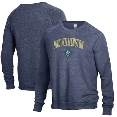 Men's Alternative Apparel Heathered Navy UNC Wilmington Seahawks The Champ Raglan Pullover Sweatshirt