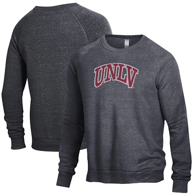 Men's Alternative Apparel Heathered Black UNLV Rebels The Champ Raglan Pullover Sweatshirt