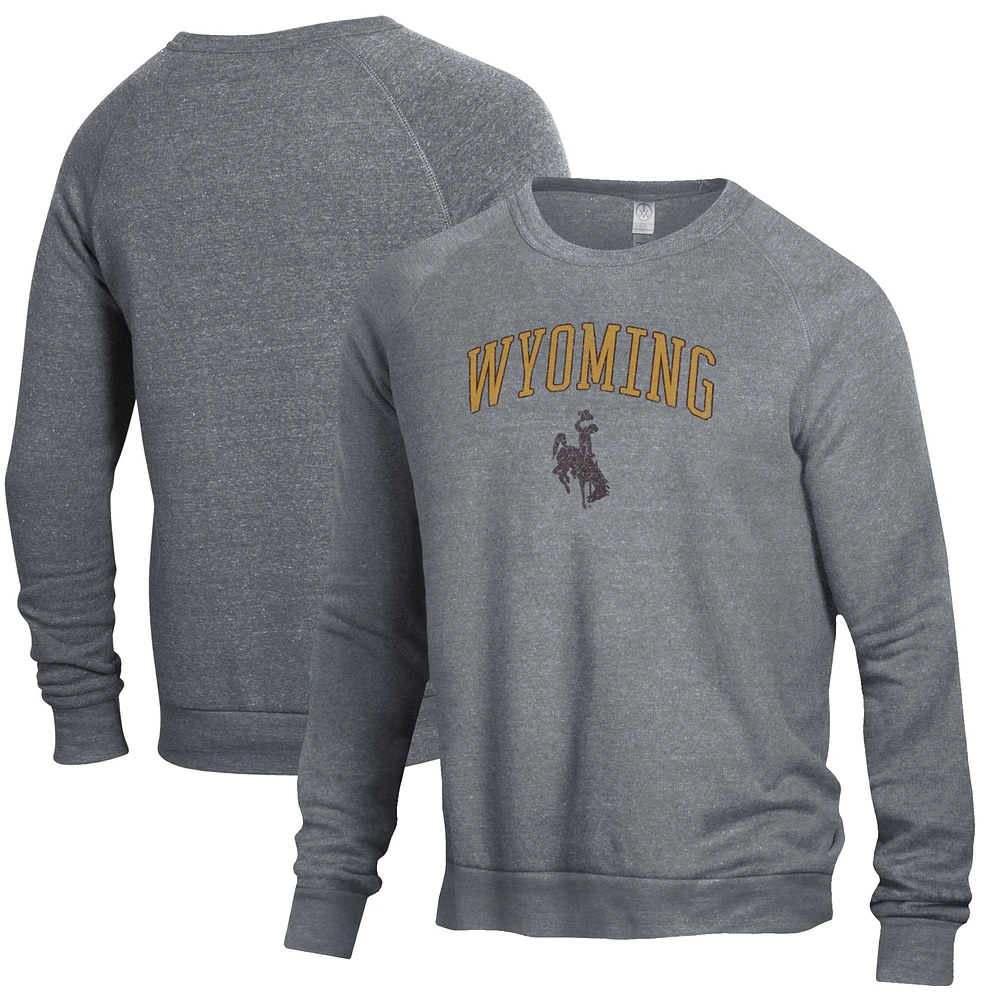 Men's Alternative Apparel Heathered Gray Wyoming Cowboys The Champ Raglan Pullover Sweatshirt