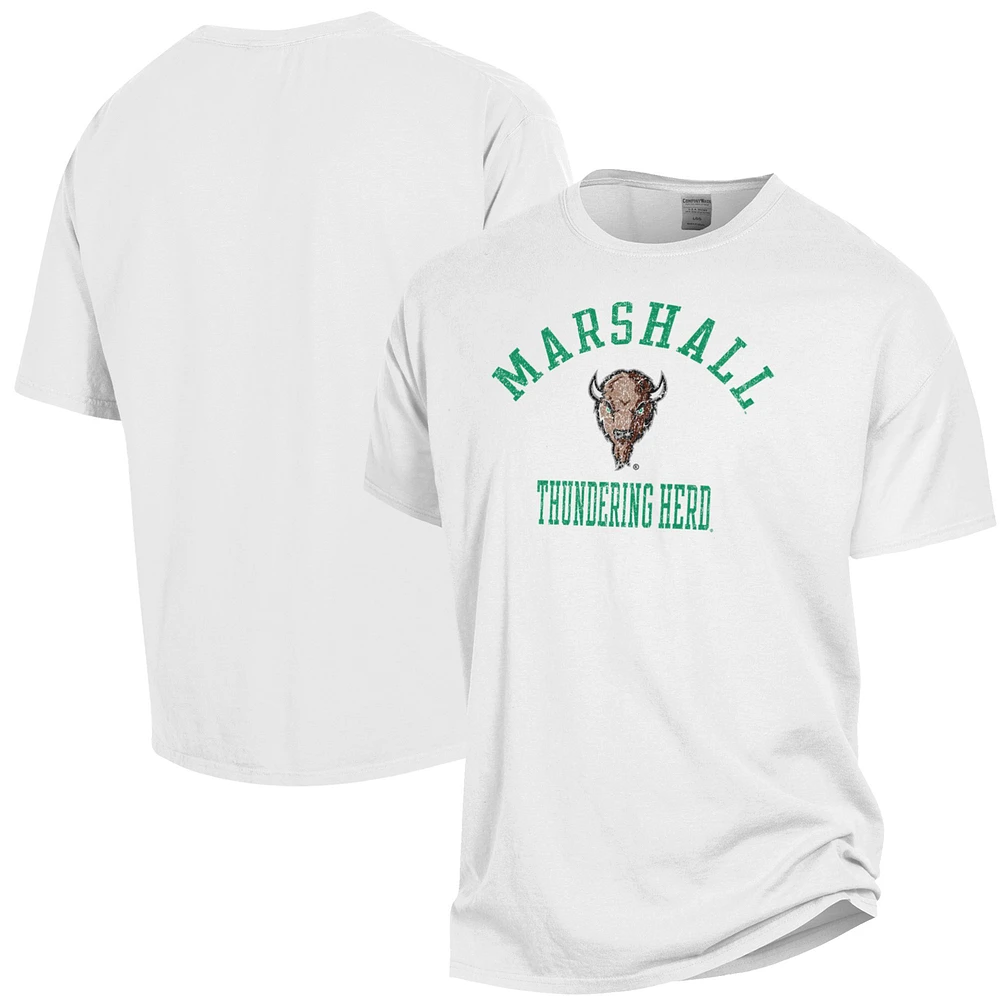 Men's ComfortWash White Marshall Thundering Herd Garment Dyed T-Shirt