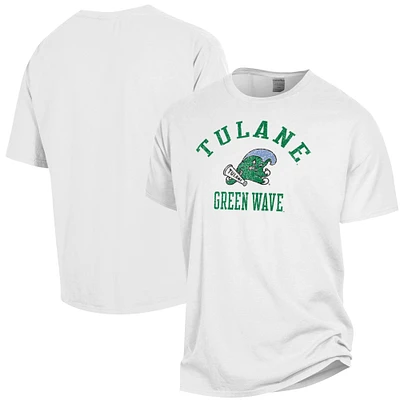 Men's ComfortWash White Tulane Green Wave Garment Dyed T-Shirt