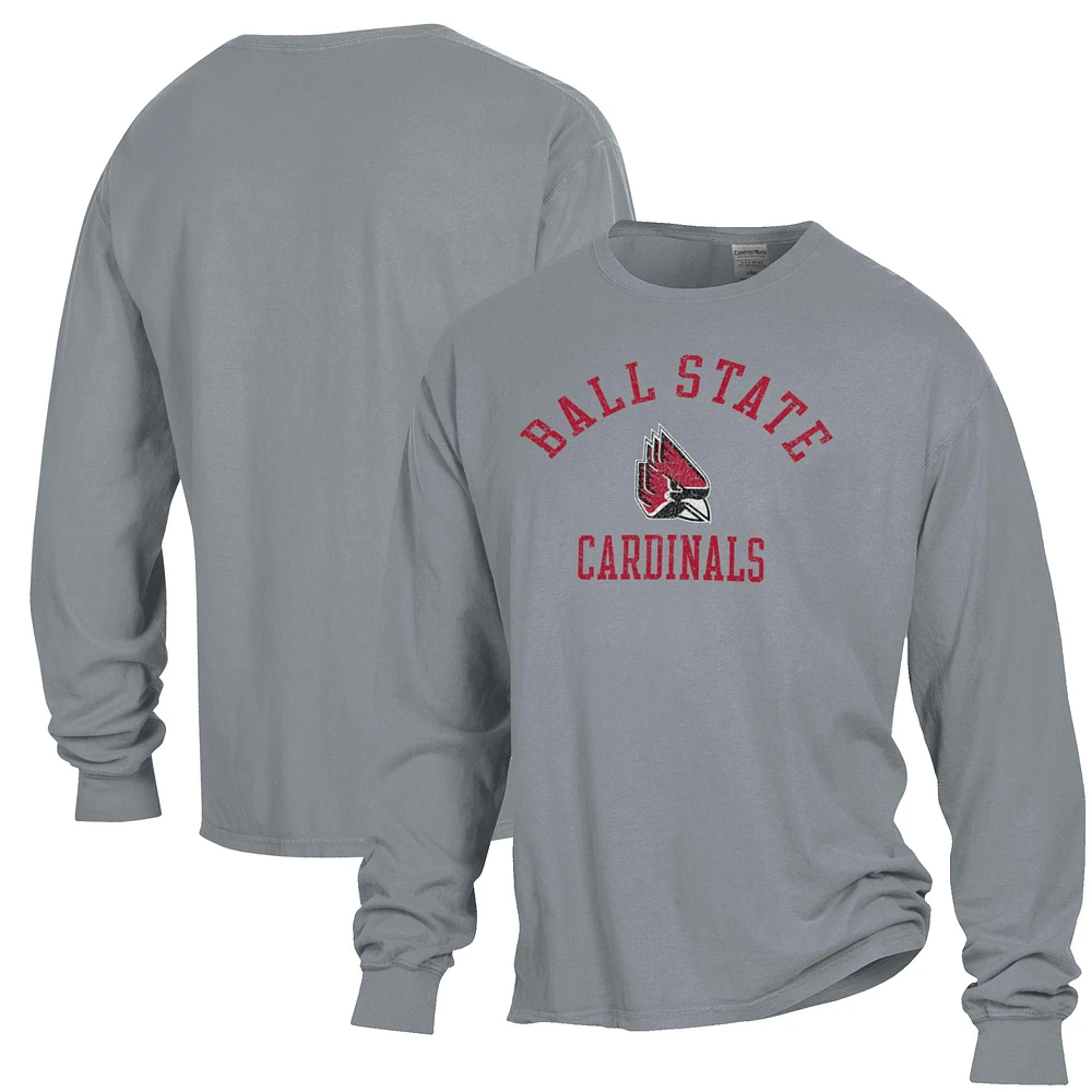 Men's ComfortWash Ball State Cardinals Garment Dyed Long Sleeve T-Shirt