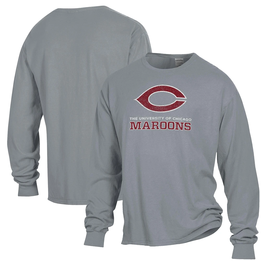 Men's ComfortWash Gray Chicago Maroons Garment Dyed Long Sleeve T-Shirt