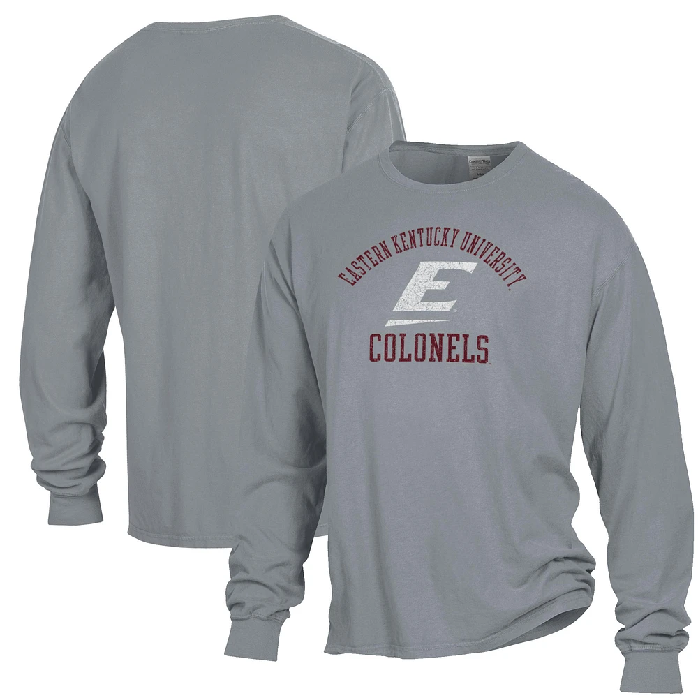 Men's ComfortWash Gray Eastern Kentucky Colonels Garment Dyed Long Sleeve T-Shirt