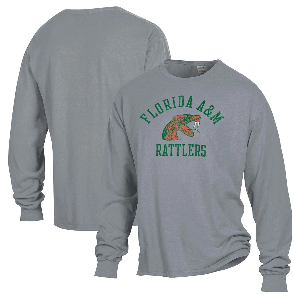 Men's ComfortWash Gray Florida A&M Rattlers Garment Dyed Long Sleeve T-Shirt