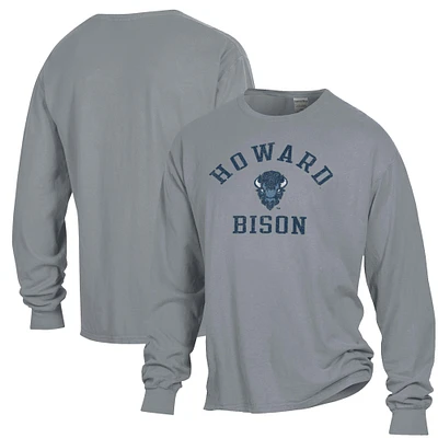 Men's ComfortWash Gray Howard Bison Garment Dyed Long Sleeve T-Shirt