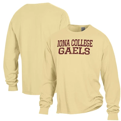 Men's ComfortWash Gold Iona University Gaels Garment Dyed Long Sleeve T-Shirt