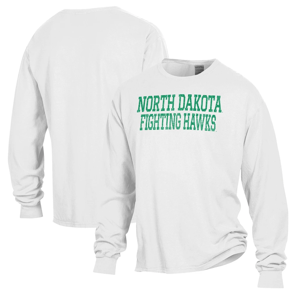 Men's ComfortWash White North Dakota Garment Dyed Long Sleeve T-Shirt