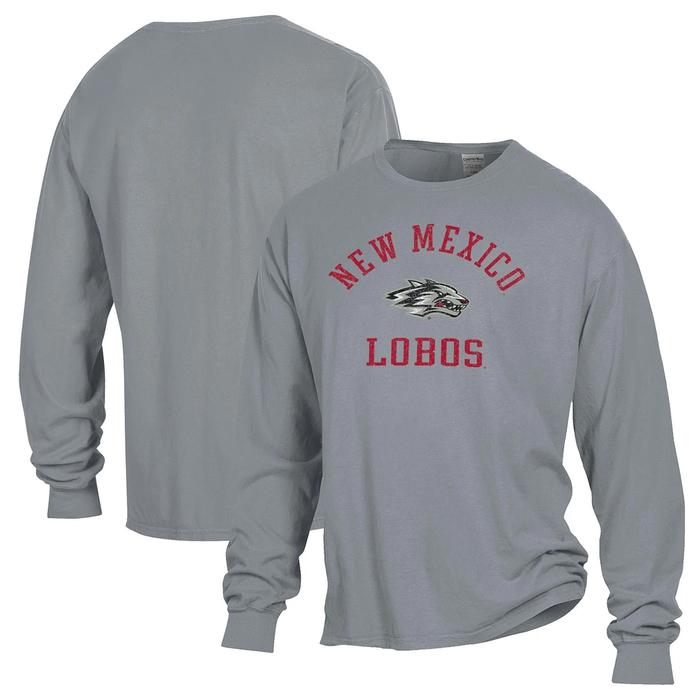 Men's ComfortWash Gray New Mexico Lobos Garment Dyed Long Sleeve T-Shirt