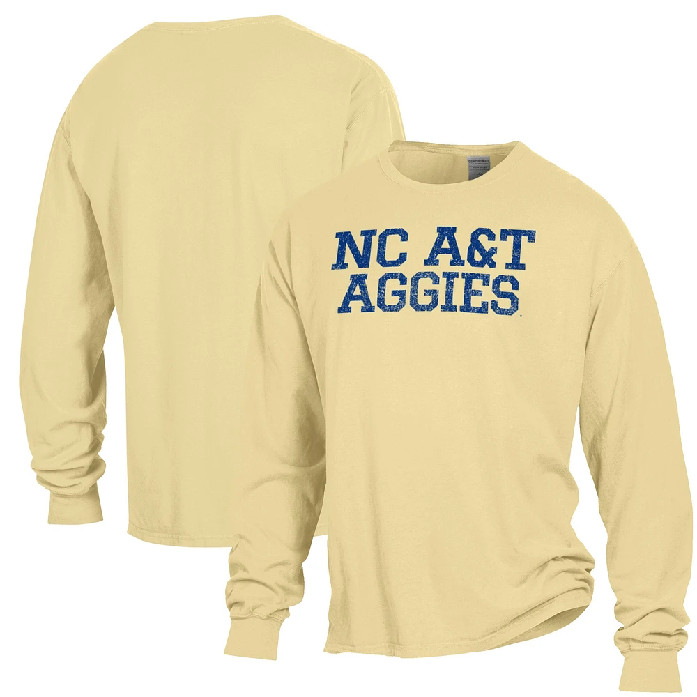 Men's ComfortWash Gold North Carolina A&T Aggies Garment Dyed Long Sleeve T-Shirt