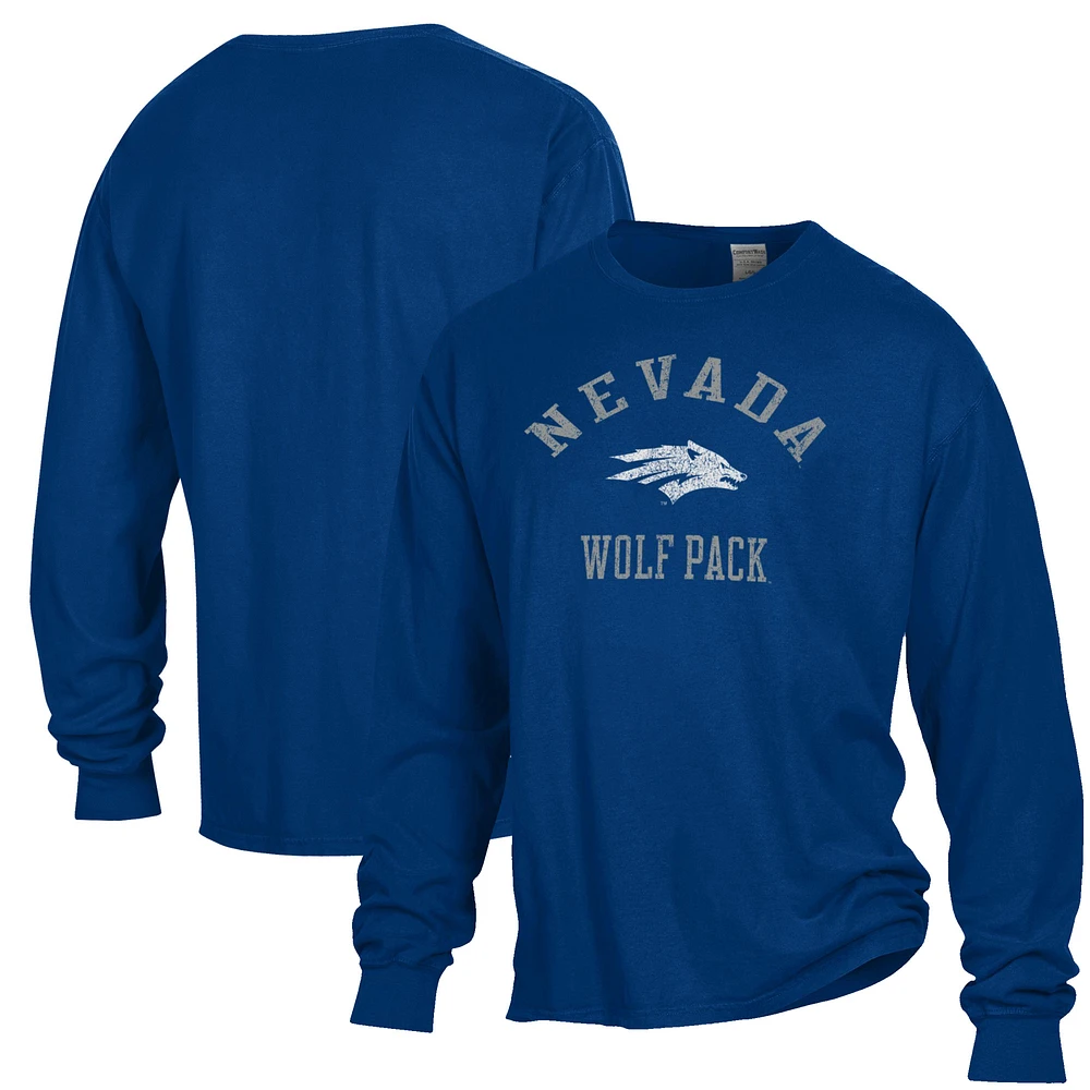 Men's ComfortWash Navy Nevada Wolf Pack Garment Dyed Long Sleeve T-Shirt