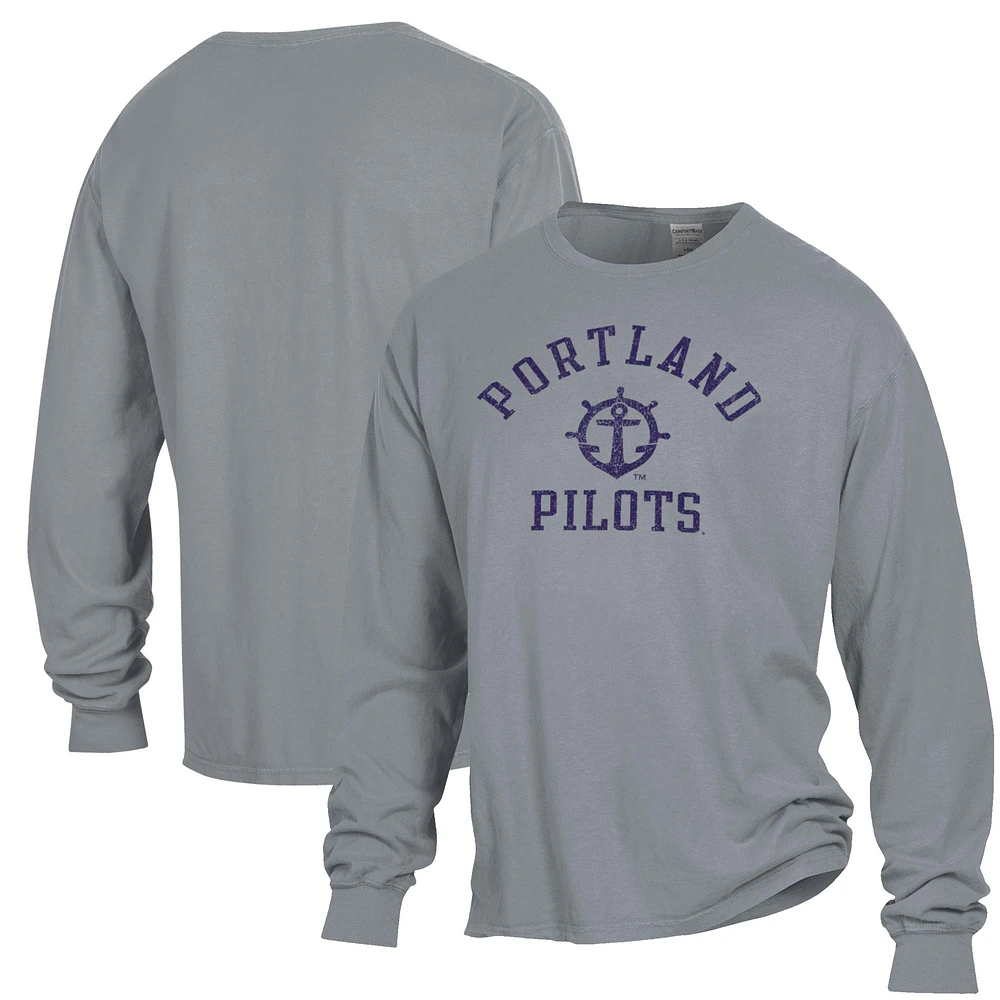 Men's ComfortWash Gray Portland Pilots Garment Dyed Long Sleeve T-Shirt