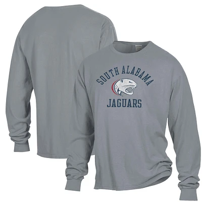 Men's ComfortWash Gray South Alabama Jaguars Garment Dyed Long Sleeve T-Shirt