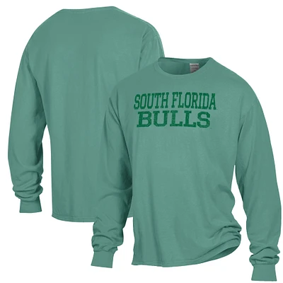 Men's ComfortWash Green South Florida Bulls Garment Dyed Long Sleeve T-Shirt
