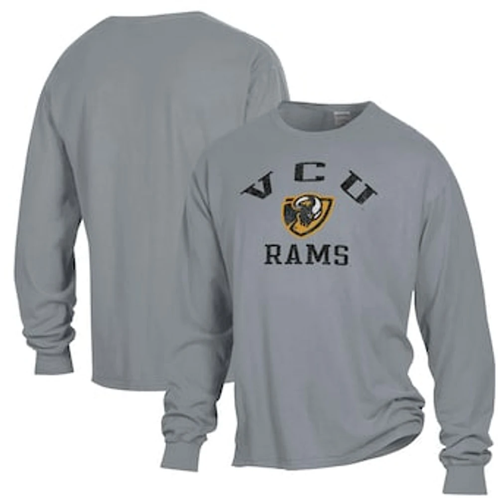 Men's ComfortWash Gray VCU Rams Garment Dyed Long Sleeve T-Shirt