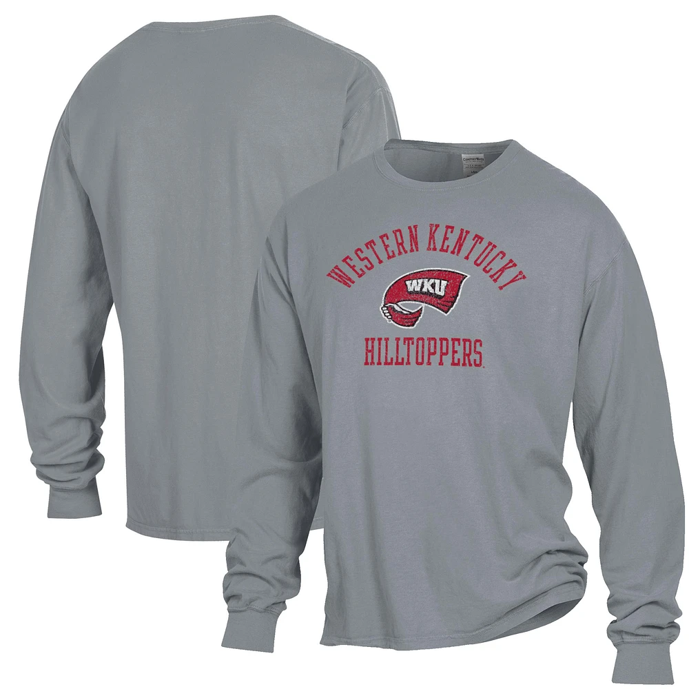 Men's ComfortWash Gray Western Kentucky Hilltoppers Garment Dyed Long Sleeve T-Shirt