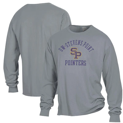 Men's ComfortWash Gray Wisconsin-Stevens Point Pointers Garment Dyed Long Sleeve T-Shirt