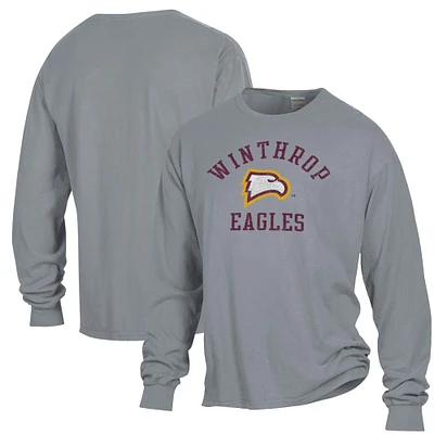 Men's ComfortWash Gray Winthrop Eagles Garment Dyed Long Sleeve T-Shirt