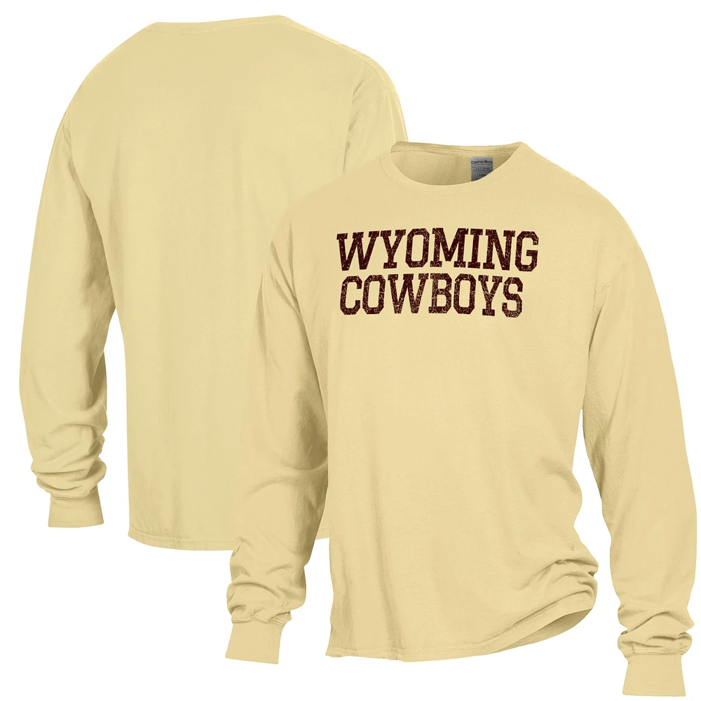 Men's ComfortWash Gold Wyoming Cowboys Garment Dyed Long Sleeve T-Shirt