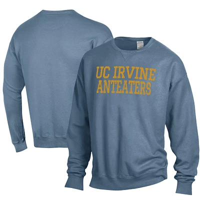 Men's ComfortWash Steel Blue UC Irvine Anteaters Garment Dyed Fleece Crewneck Pullover Sweatshirt