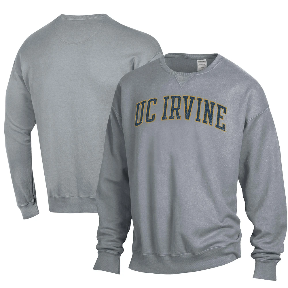 Men's ComfortWash Gray UC Irvine Anteaters Garment Dyed Fleece Crewneck Pullover Sweatshirt