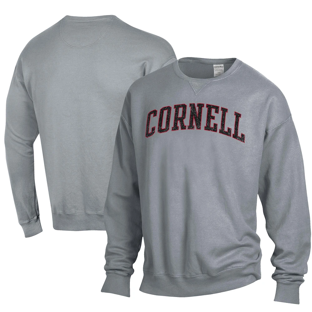 Men's ComfortWash Gray Cornell Big Red Garment Dyed Fleece Crewneck Pullover Sweatshirt