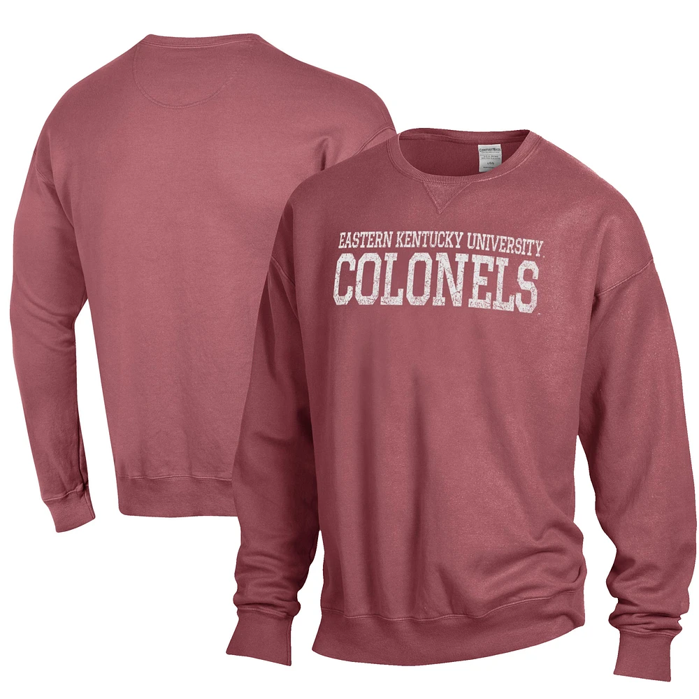 Men's ComfortWash Maroon Eastern Kentucky Colonels Garment Dyed Fleece Crewneck Pullover Sweatshirt