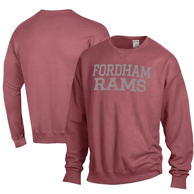 Men's ComfortWash Maroon Fordham Rams Garment Dyed Fleece Crewneck Pullover Sweatshirt