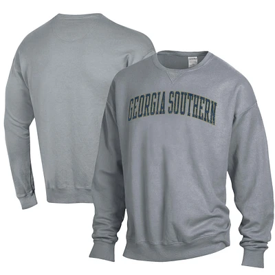 Men's ComfortWash Gray Georgia Southern Eagles Garment Dyed Fleece Crewneck Pullover Sweatshirt