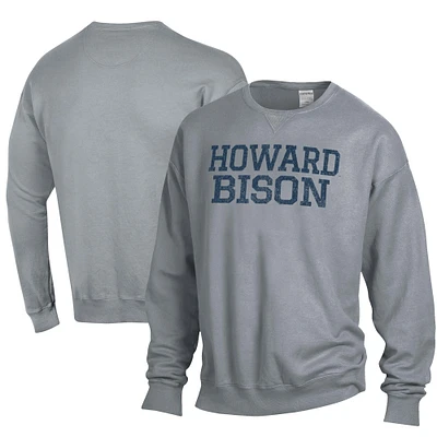 Men's ComfortWash Gray Howard Bison Garment Dyed Fleece Crewneck Pullover Sweatshirt