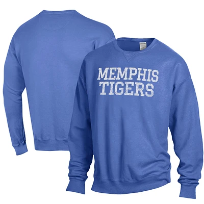 Men's ComfortWash Royal Memphis Tigers Garment Dyed Fleece Crewneck Pullover Sweatshirt
