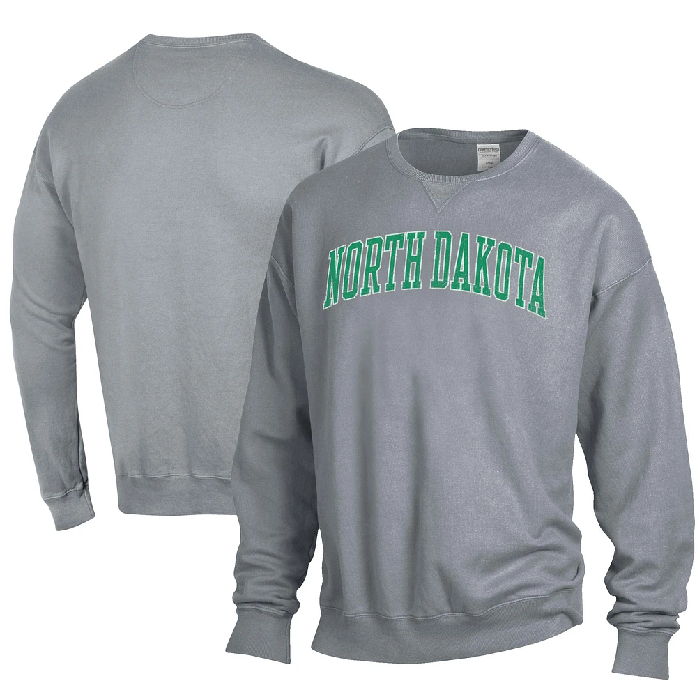 Men's ComfortWash Gray North Dakota Garment Dyed Fleece Crewneck Pullover Sweatshirt
