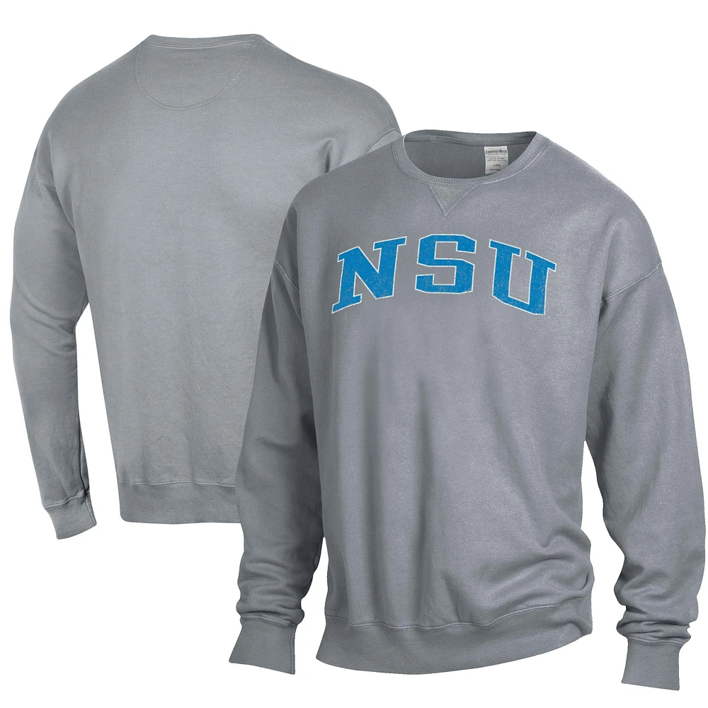 Men's ComfortWash Nova Southeastern Sharks Garment Dyed Fleece Crewneck Pullover Sweatshirt