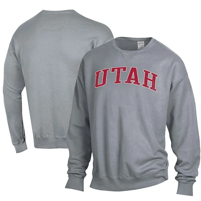 Men's ComfortWash Utah Utes Garment Dyed Fleece Crewneck Pullover Sweatshirt