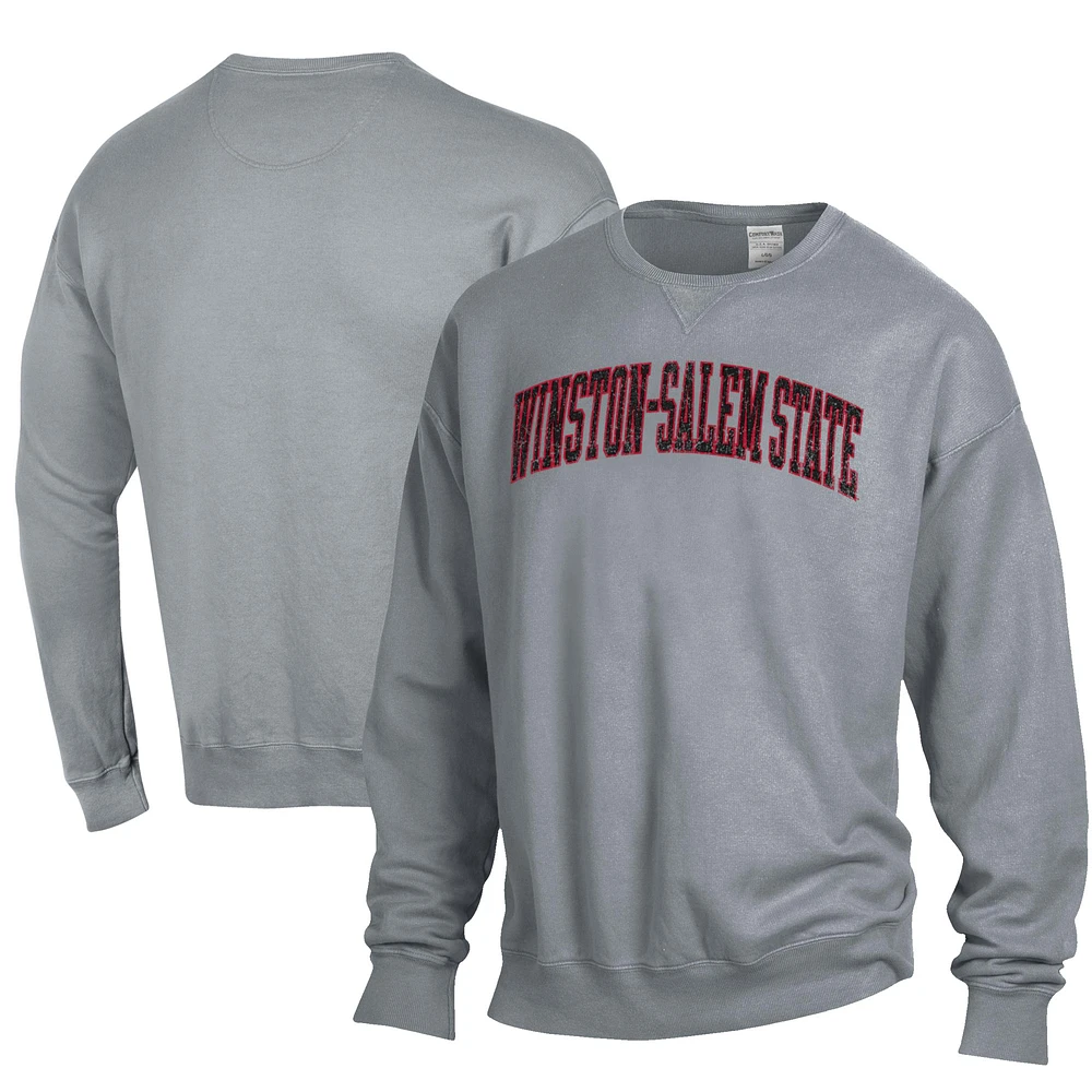 Men's ComfortWash Winston-Salem State Rams Garment Dyed Fleece Crewneck Pullover Sweatshirt
