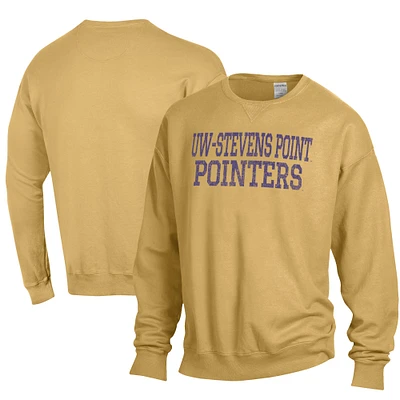 Men's ComfortWash Gold Wisconsin-Stevens Point Pointers Garment Dyed Fleece Crewneck Pullover Sweatshirt