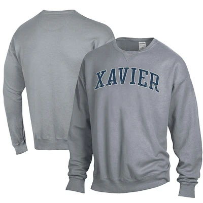 Men's ComfortWash Xavier Musketeers Garment Dyed Fleece Crewneck Pullover Sweatshirt