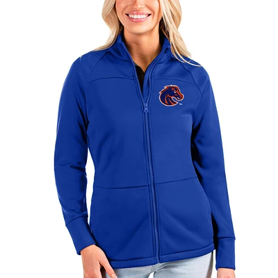 Women's Antigua Royal Boise State Broncos Links Full-Zip Raglan Golf Jacket
