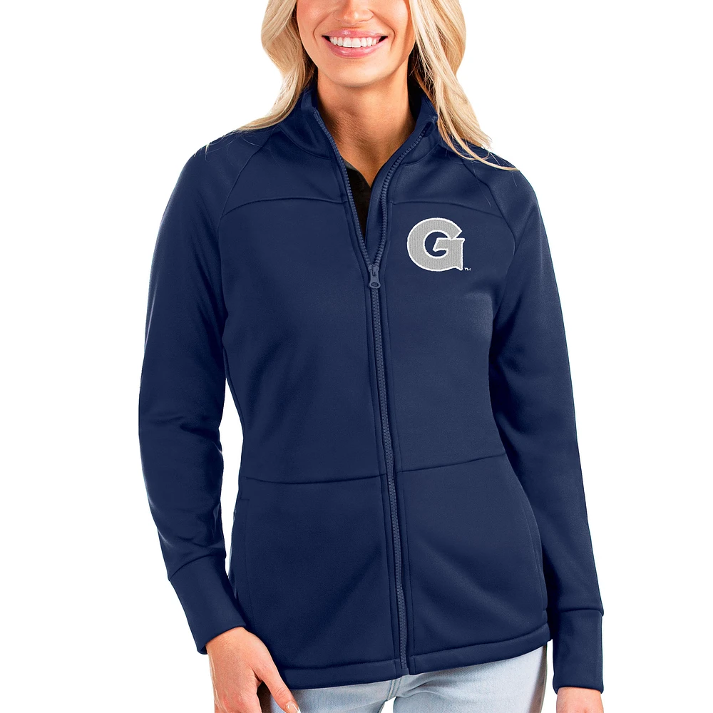 Women's Antigua Navy Georgetown Hoyas Links Full-Zip Raglan Golf Jacket